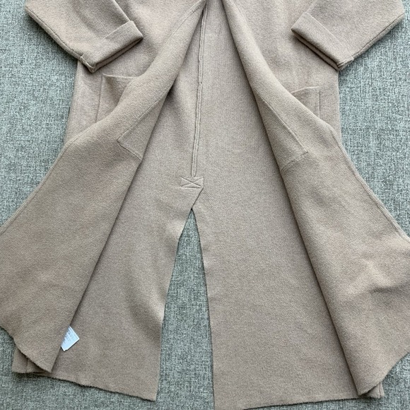 MNG Mango Sweater Cardigan Women Sz S Beige Maxi Knit Coatigan Cozy Casual Boho - Picture 3 of 8